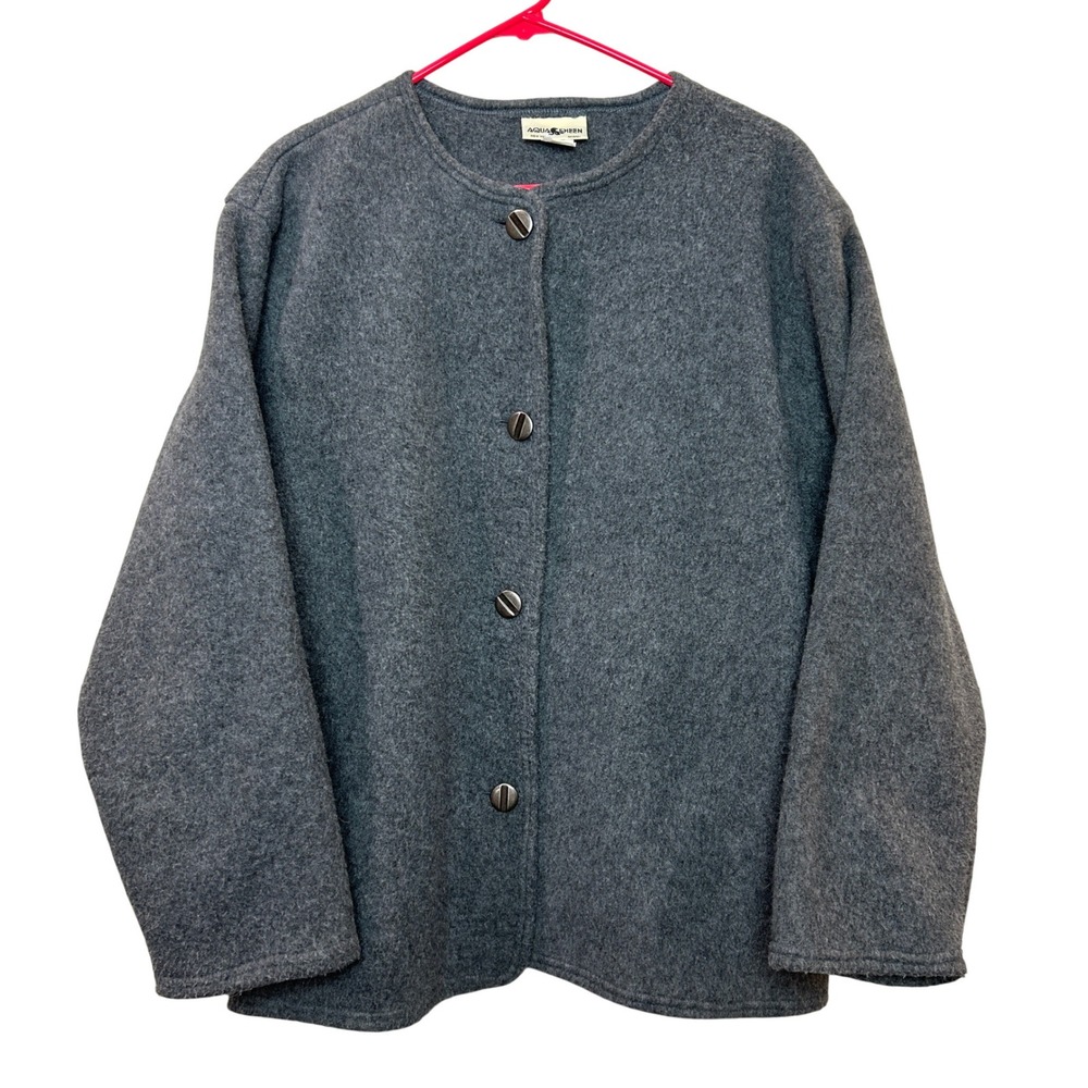 Vintage Fleece Jacket Womens Large Gray Minimalist Gorpcore Utility Cozy Soft